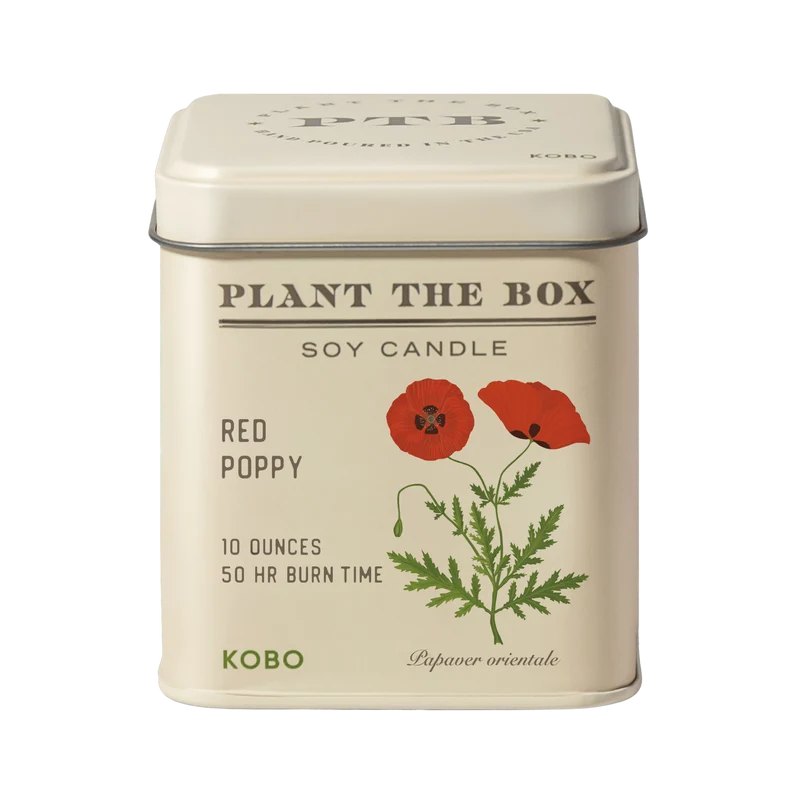 Red Poppy Plant the Box tin candle